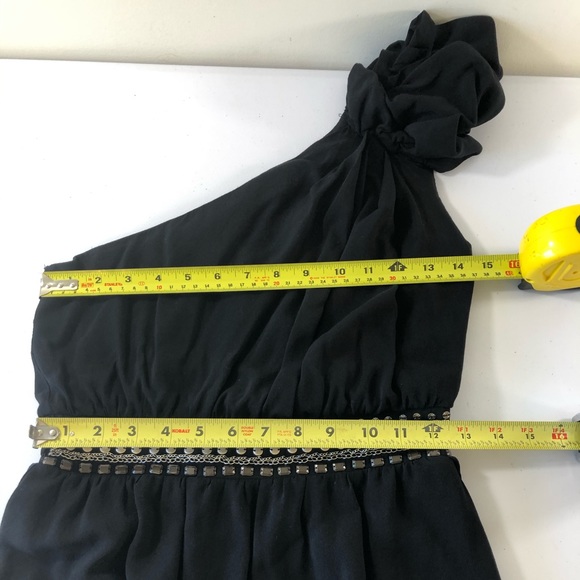 YA Los Angeles One Shoulder, Crêpe Like Material Lg Bow Black Short Dress Party - Picture 10 of 15